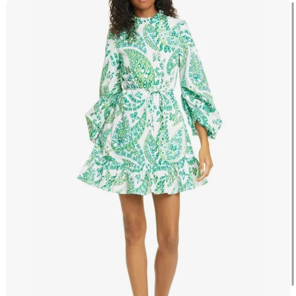 staud green and white dress Carolina Retro paisley summer 6 Women In Suits